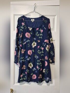Old Navy Navy Floral Tiered Dress